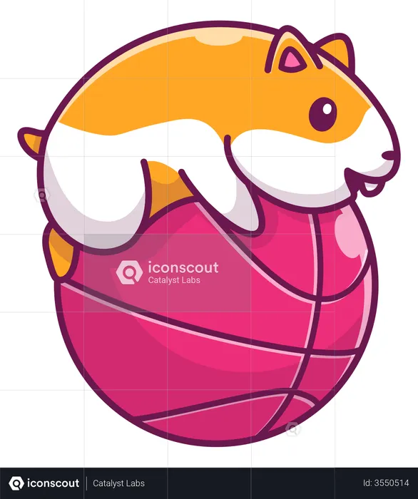 Cute mouse playing with ball  Illustration