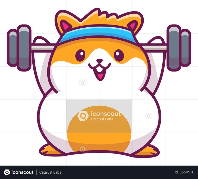 Cute mouse weightlifting  Illustration
