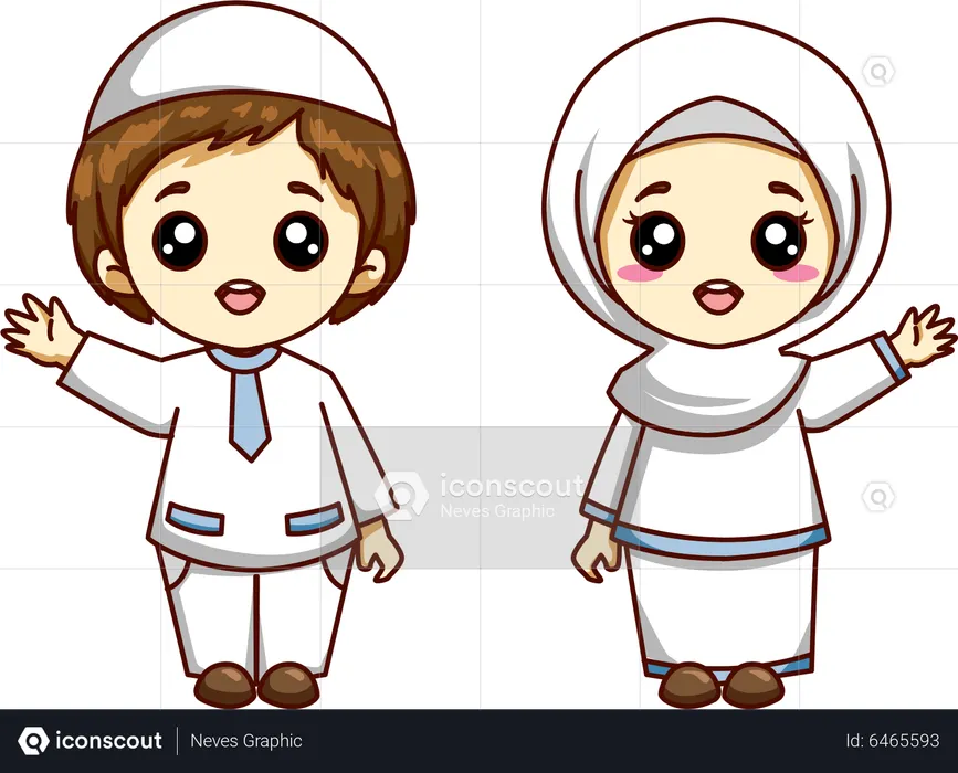 Cute Muslim sibling  Illustration