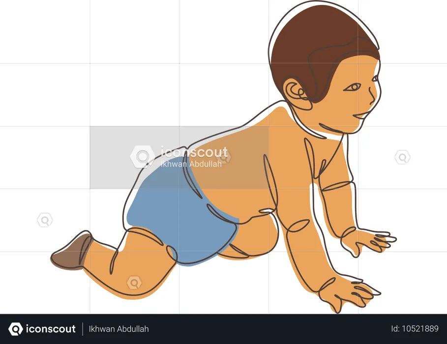 Cute Newborn Baby Crawling  Illustration