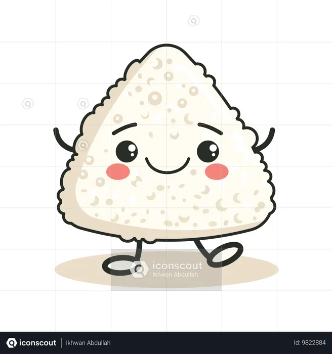 笑顔の表情がかわいいおにぎり  イラスト