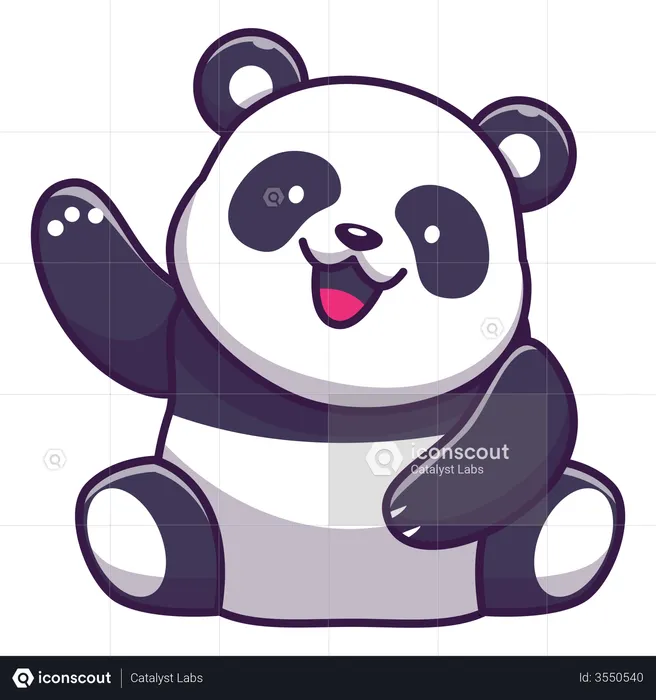 Cute panda doing hi-fi  Illustration