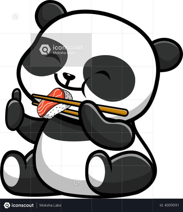 Best Premium Cute Panda eat Sushi Illustration download in PNG & Vector  format