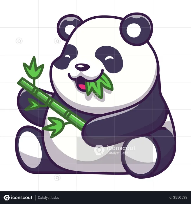 Best Premium Cute Panda Eating Leaf Illustration Download In Png 