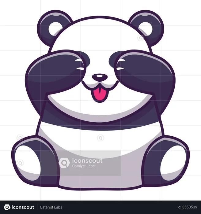 Best Premium Cute panda putting hands on eyes Illustration download in PNG  & Vector format