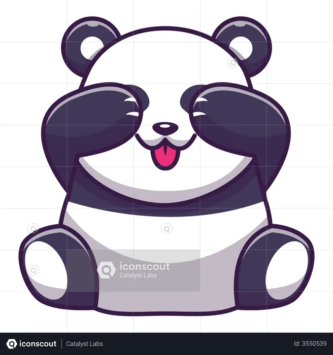 Cute panda putting hands on eyes  Illustration