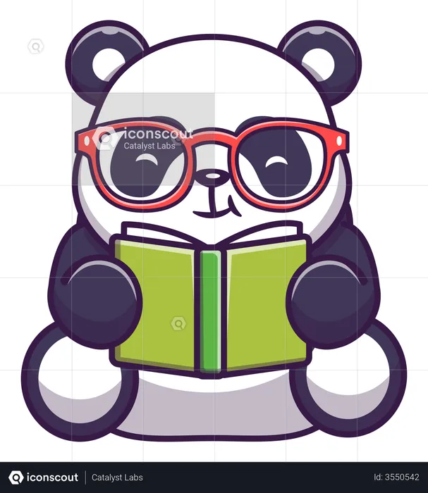 Cute panda reading book  Illustration