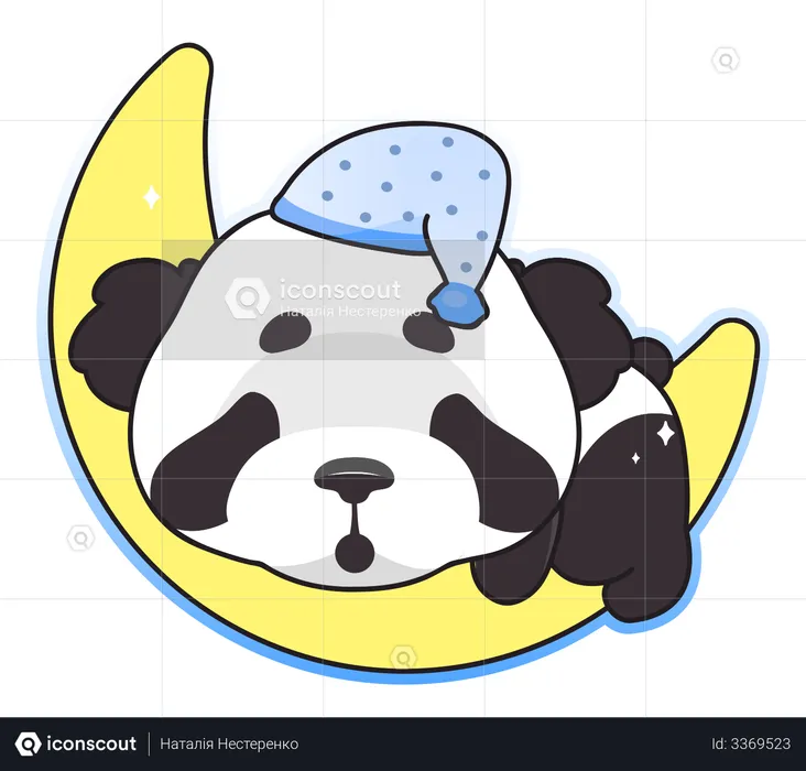 Cute panda sleeping on moon  Illustration