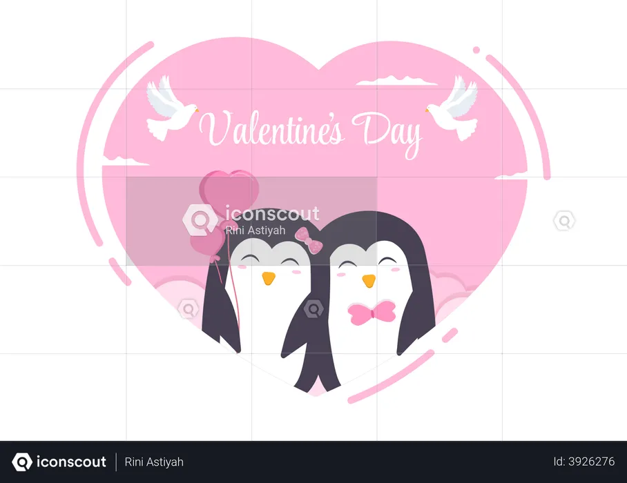 Cute penguin couple  Illustration
