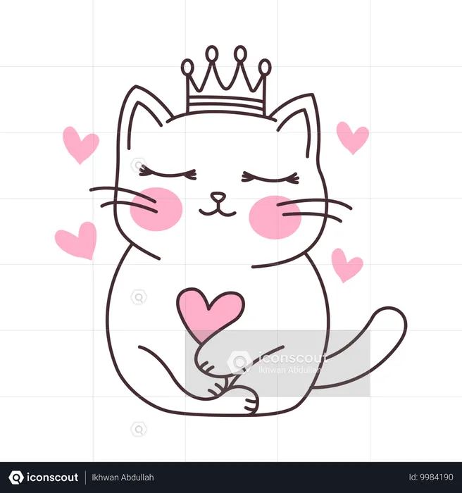 かわいいペットの猫  イラスト