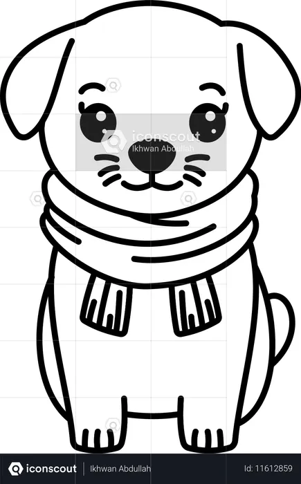 Cute Pet Wearing Scarf  Illustration