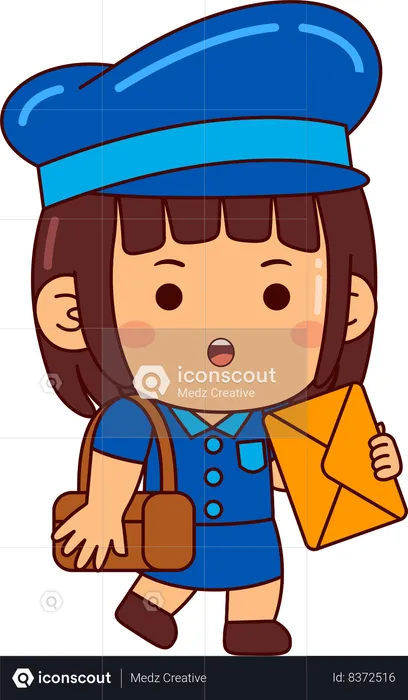 Cute postman boy holding post  Illustration