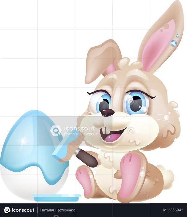 Cute rabbit decorating Pascha egg  Illustration
