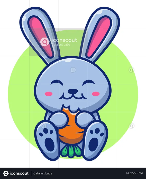 Cute rabbit eating carrot  Illustration