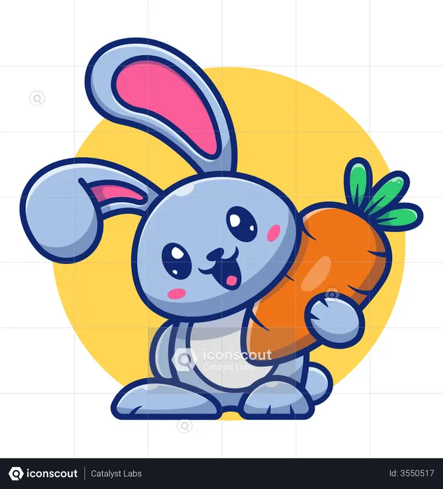 Cute rabbit holding carrot  Illustration