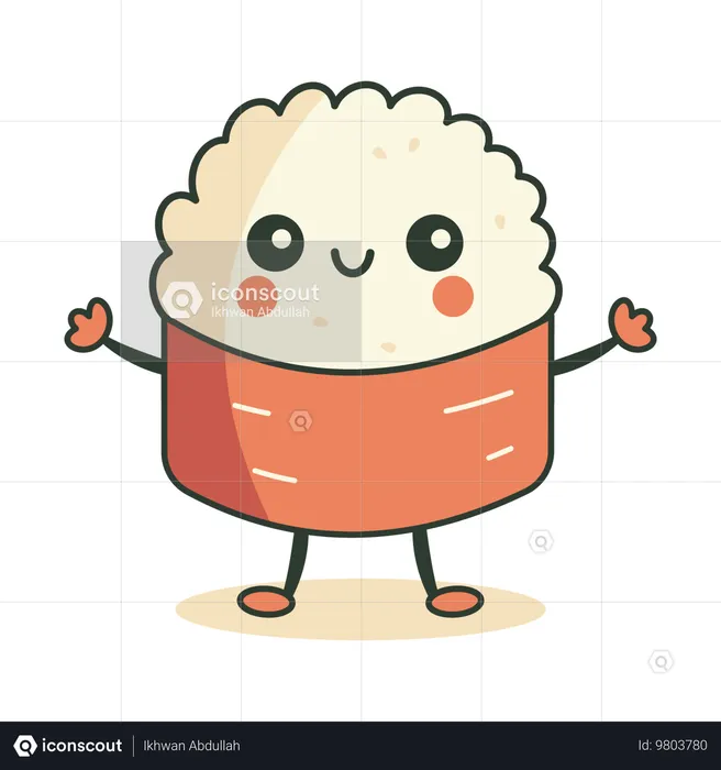 Cute Rice Sushi Roll  Illustration