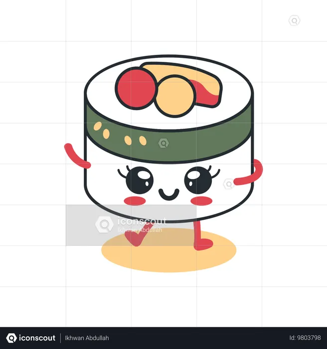 Cute Rice Sushi Roll  Illustration