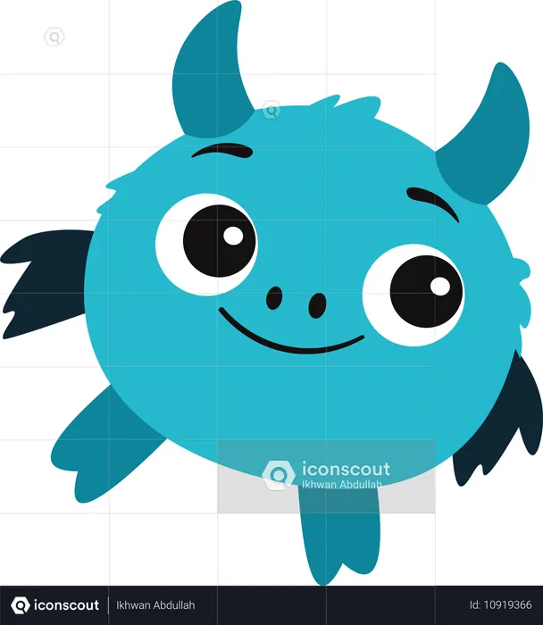 Cute Scary Horned Ugly monster  Illustration