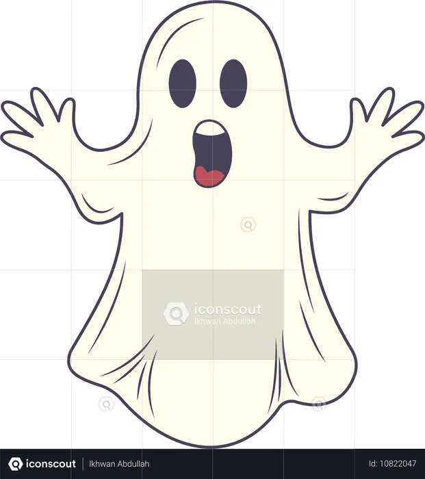 Cute Scary Horrible Ghost Horror Character Wearing White Cloth with Shock Expression  Illustration