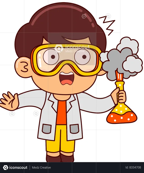 Cute Scientist Boy Doing Science Experiment  Illustration