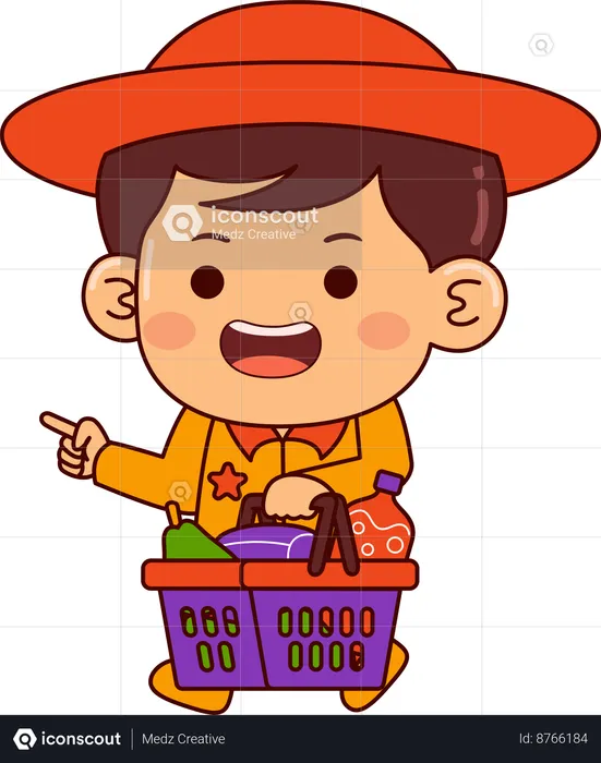 Cute shopper boy  Illustration