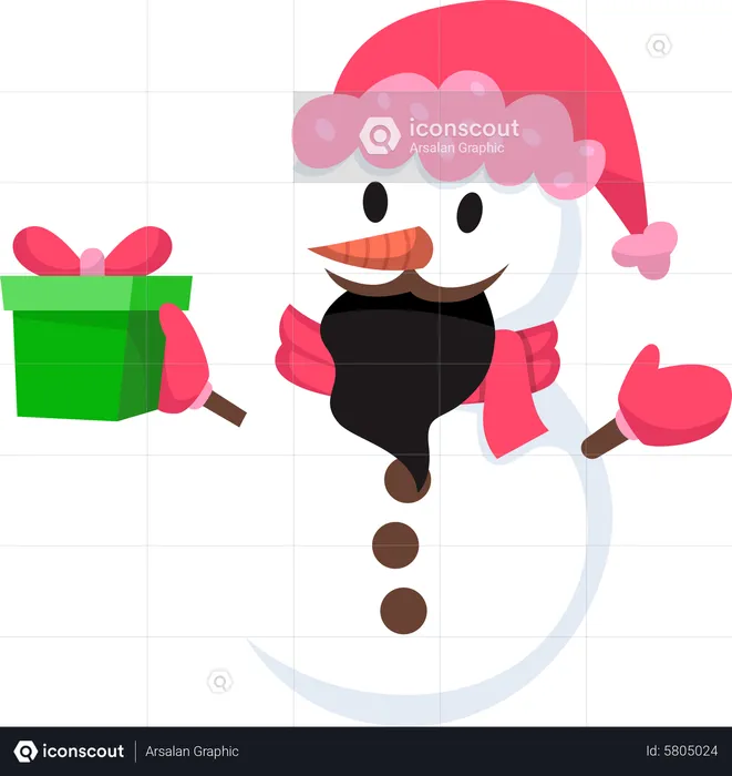 Cute Snowman holding christmas gift  Illustration
