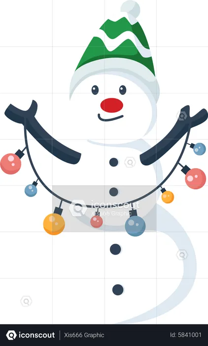 Cute Snowman with Garland Light  Illustration