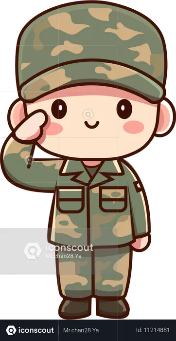 Cute soldiers saluting  Illustration