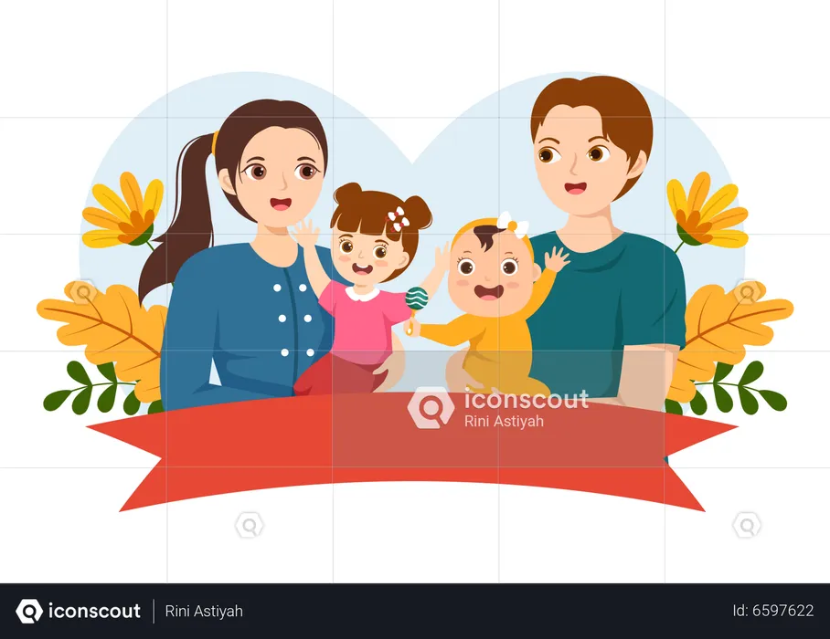Cute Supportive family  Illustration