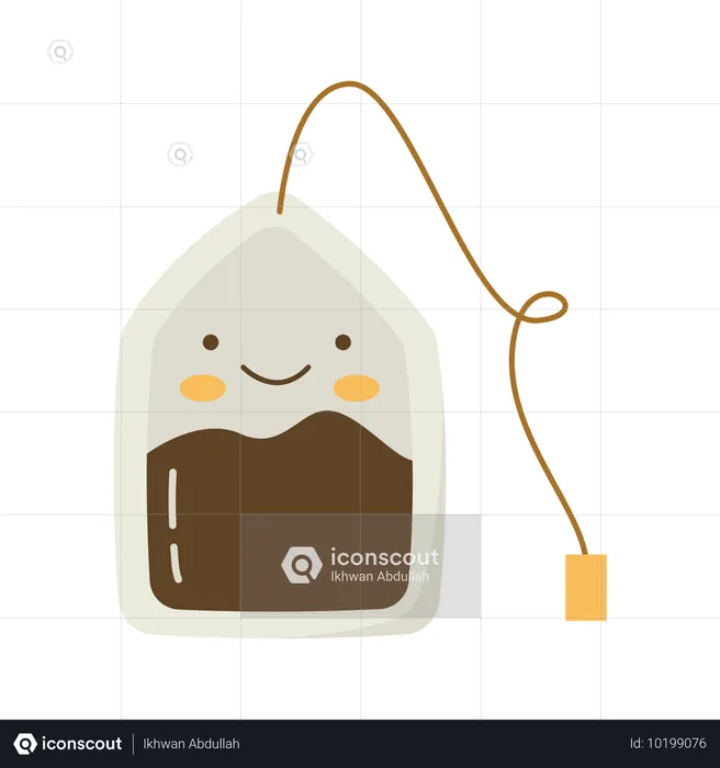 Cute Tea Bag Teabag Flavor Drink Character with Smile Expression  Illustration