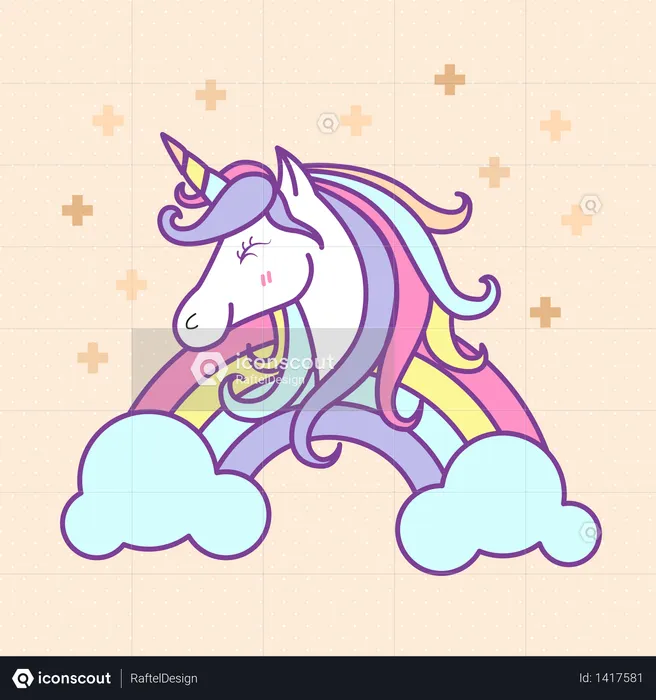 Cute unicorn cartoon character  Illustration