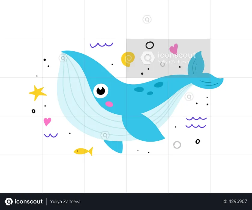 Cute Whale  Illustration