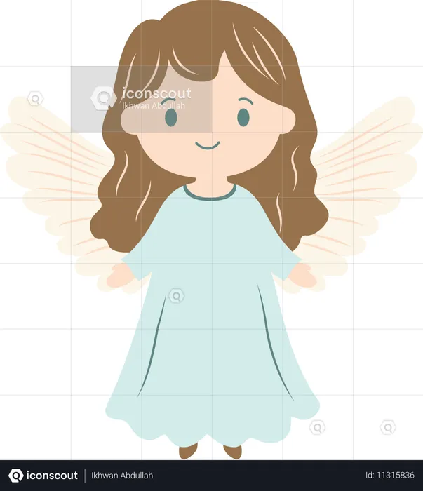 Cute Winged Little Girl Fairy Angel  Illustration