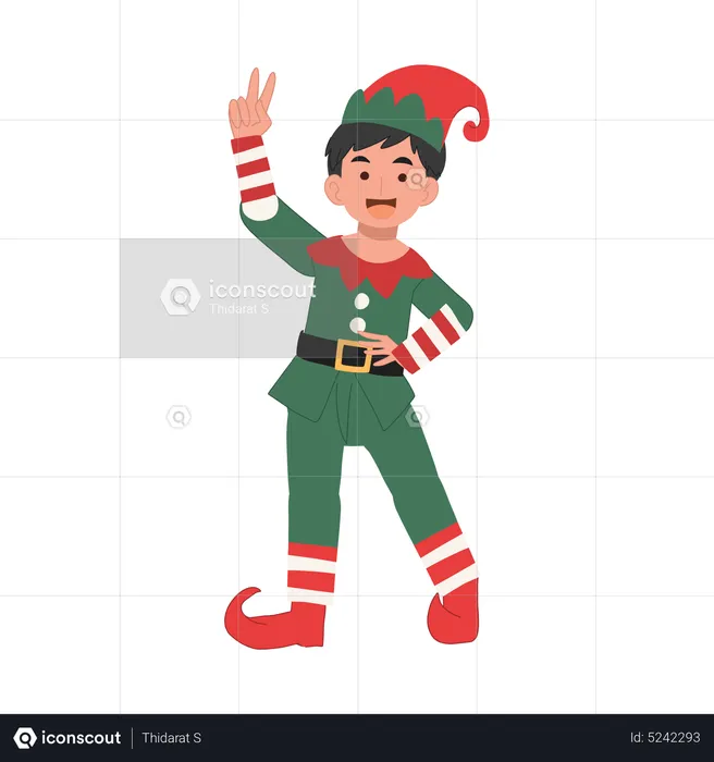 Cute Young christmas elf kid  Illustration