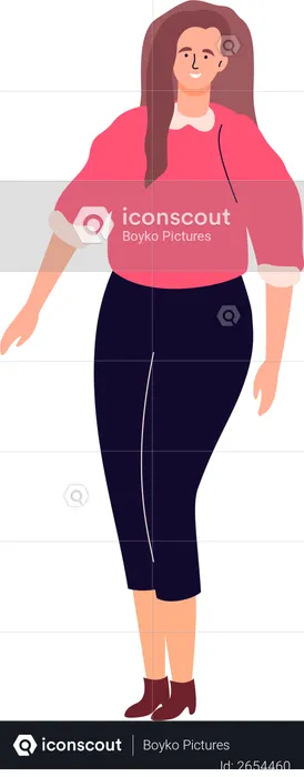 Cute young woman in a pink top and black jeans  Illustration