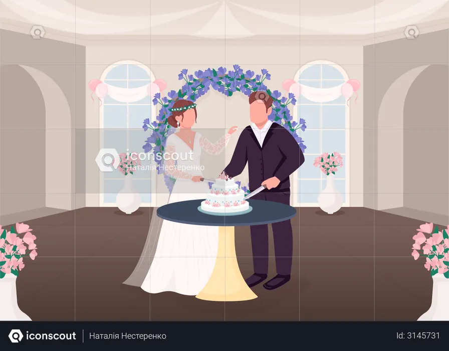 Cutting cake tradition  Illustration