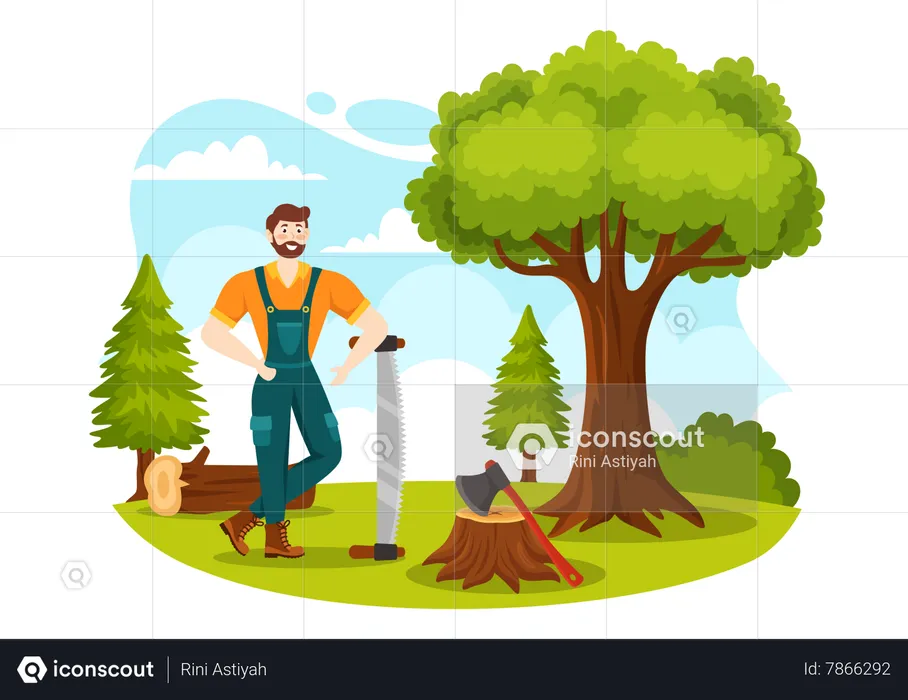 Cutting Tree  Illustration