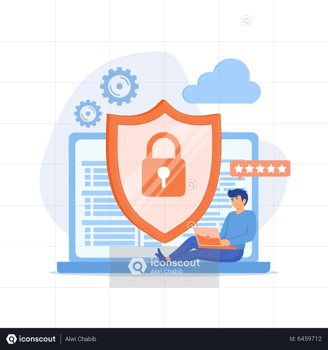 Cyber security protecting data  Illustration