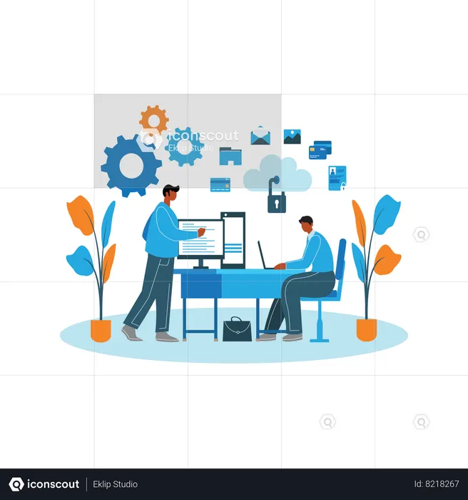 Cyber security using cloud computing services  Illustration