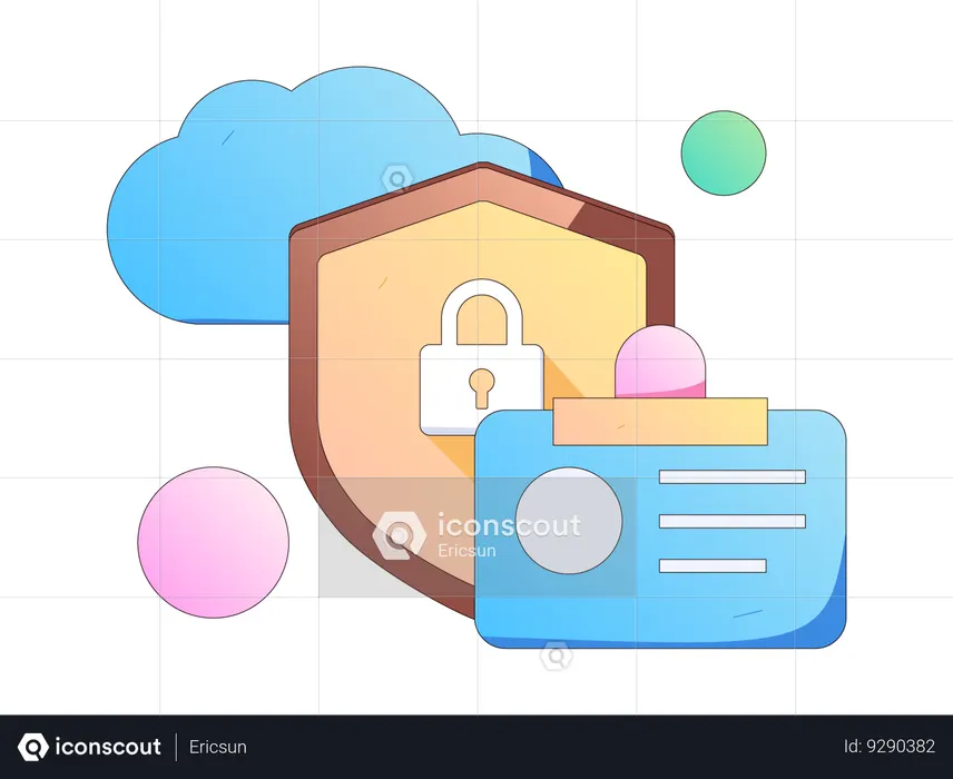 Cyber security with id card  Illustration