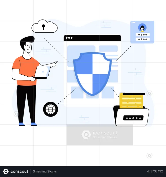 Cybersecurity developer working on a project  Illustration