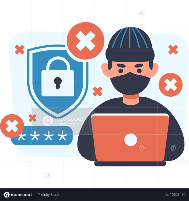 Cybersecurity Threat with Hacker  Illustration