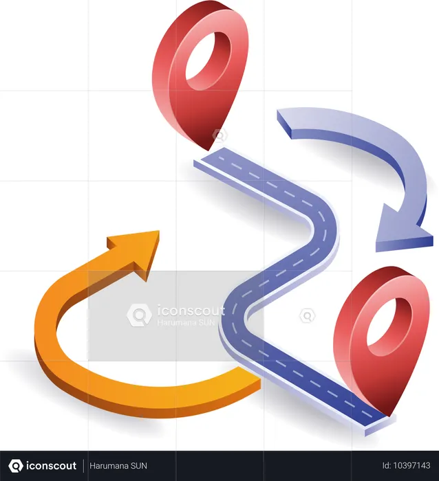 Cycle route location road  Illustration