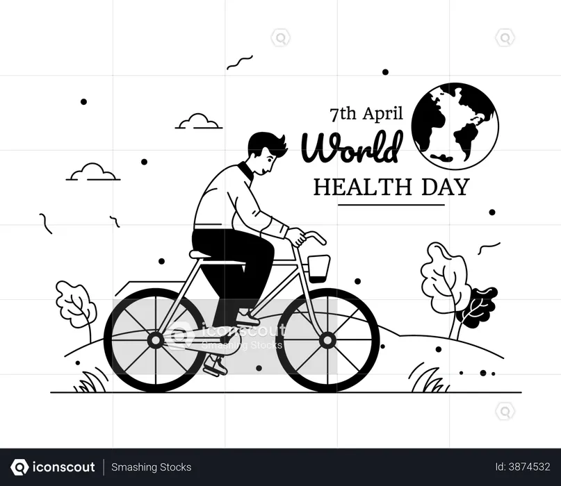 Cycling depicting world health day  Illustration