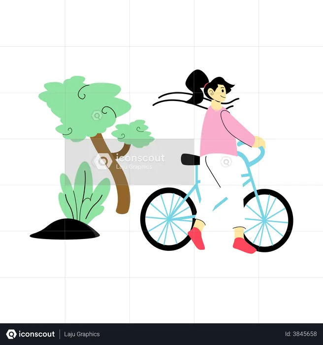 Cycling in the morning  Illustration