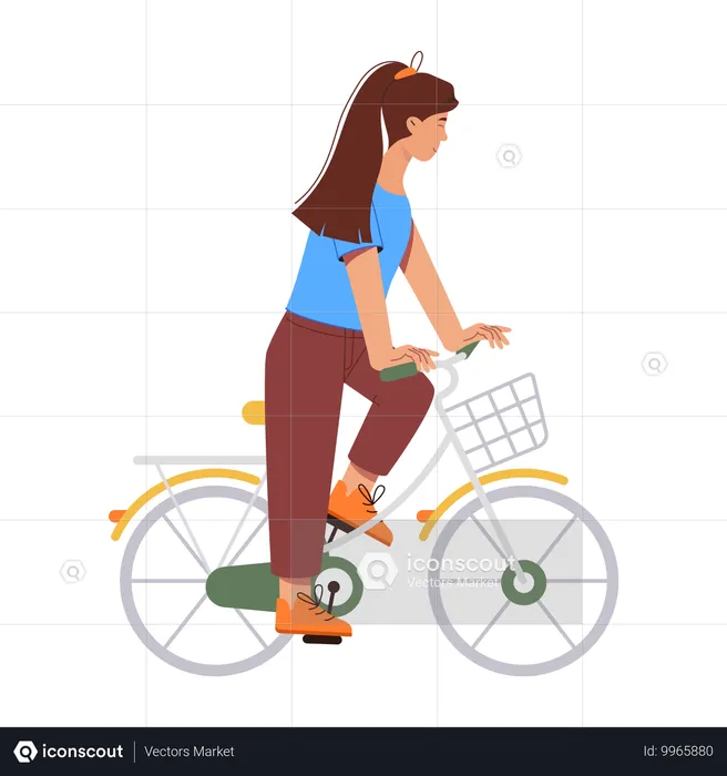 Fille cycliste  Illustration