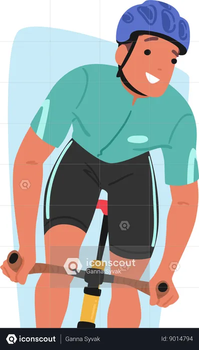 Cyclist Rides Bike  Illustration