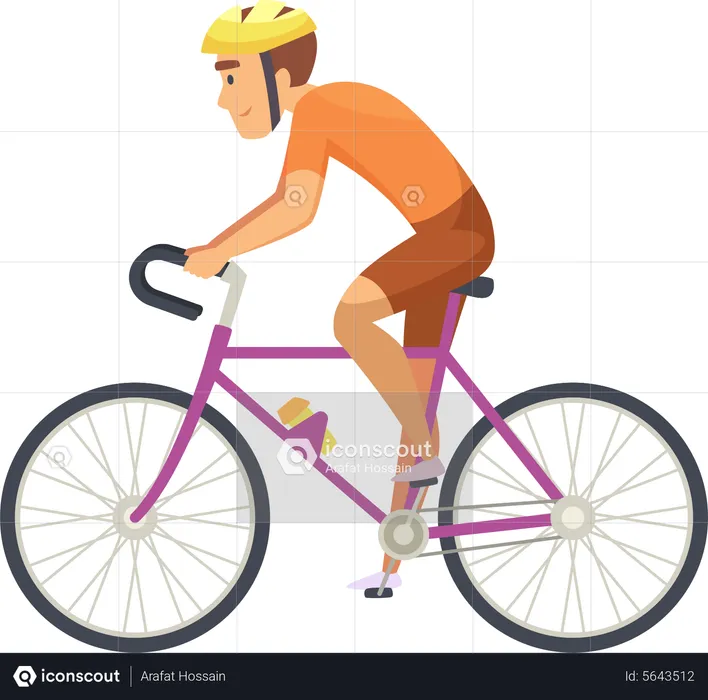 Cyclist Riding Bicycle  Illustration