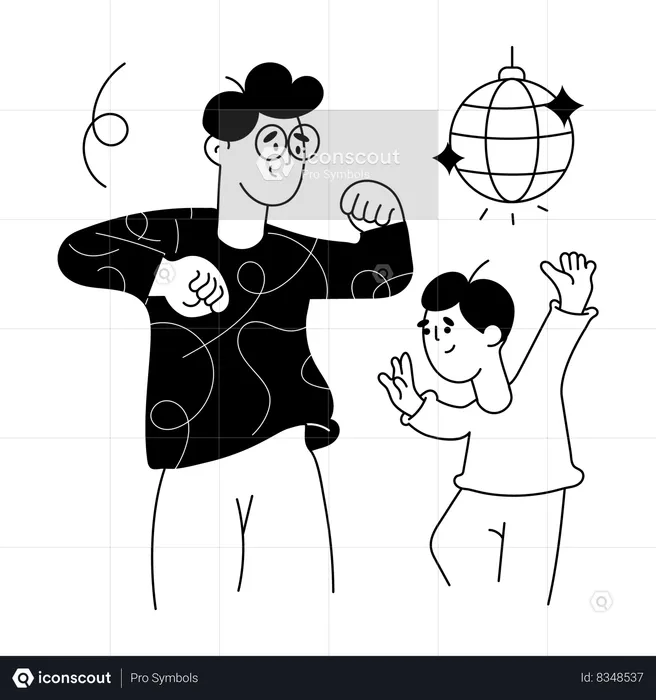 Dad and son Dancing  Illustration