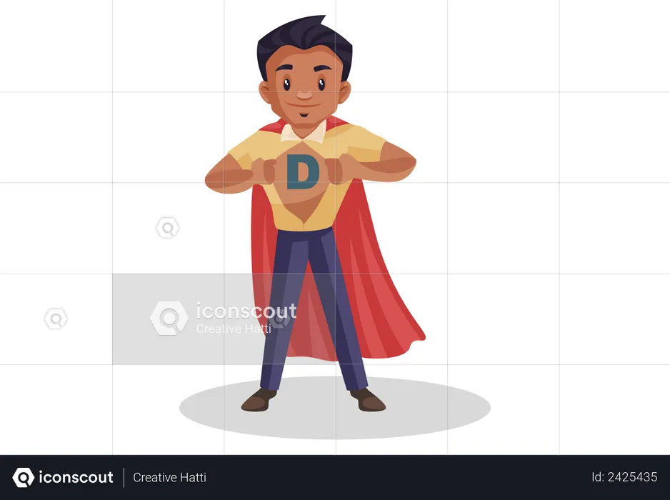 Dad is showing his chest in a superhero pose  Illustration